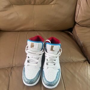 Jordan Kids White and Blue Sneakers